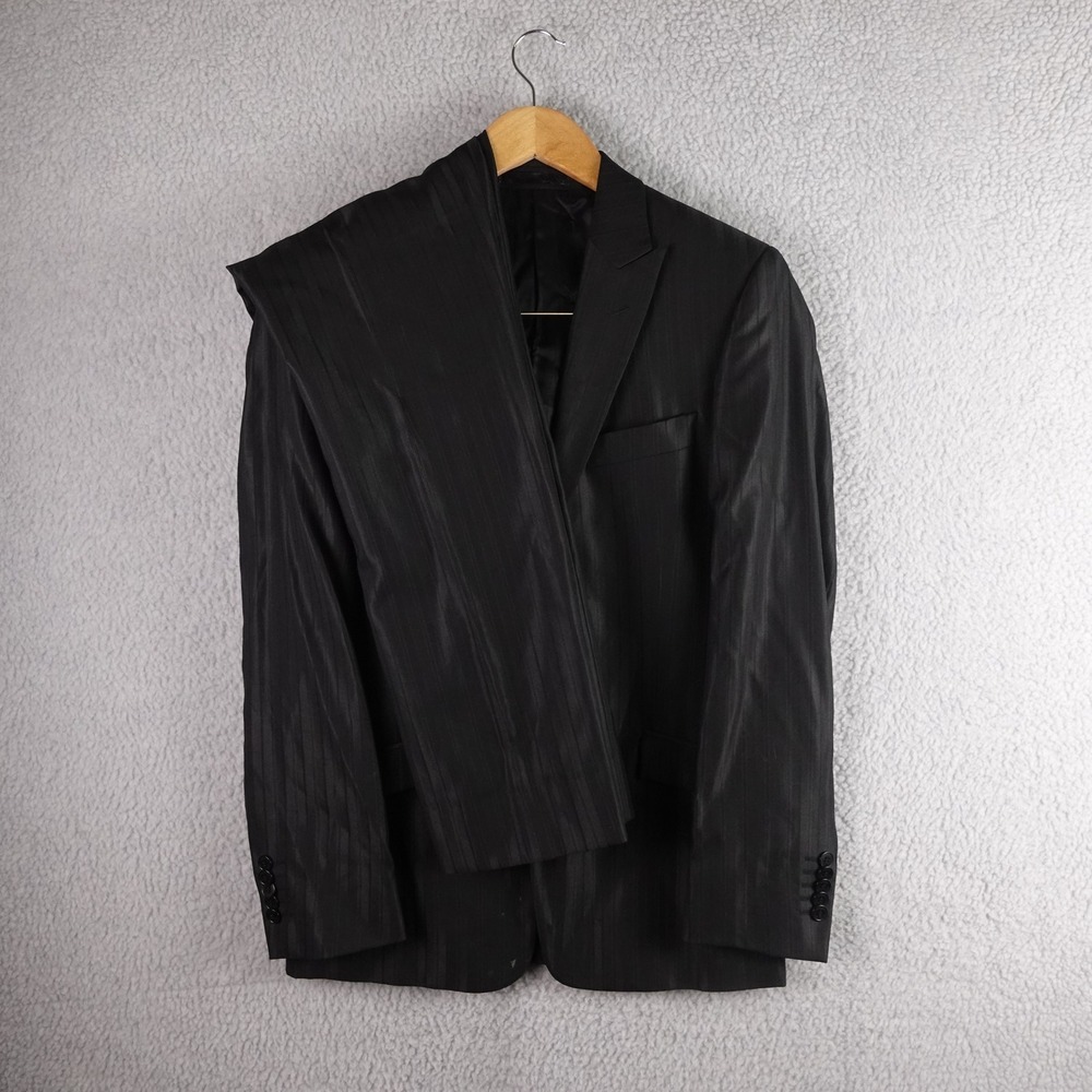 Versace Collection Mens Black Pinstripe 2 Piece Suit Wool Blend Size 44 IT 34 US